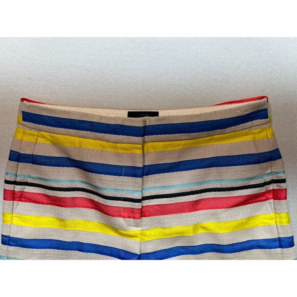 J.Crew Women's Jacquard Basket Weave Colorful Stripe Shorts Size 4 Multi Stretch - Picture 5 of 11